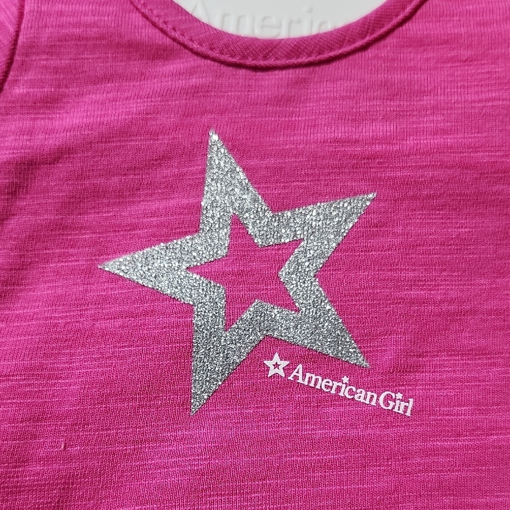 American Girl Fuchsia Sparkly Silver Star Long Sleeve Tee 18" dolls NEW! - Picture 4 of 4
